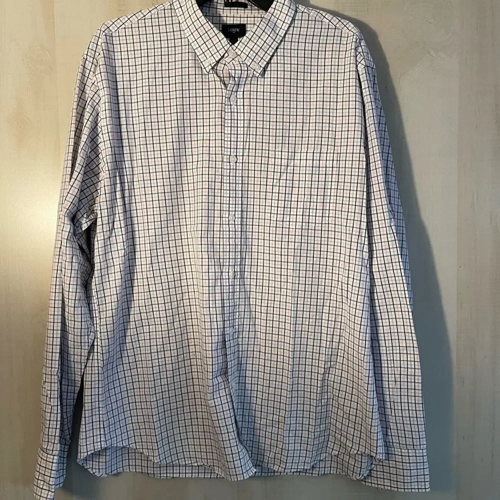 J. Crew long sleeve slim pink blue and white shirt, size XL‎